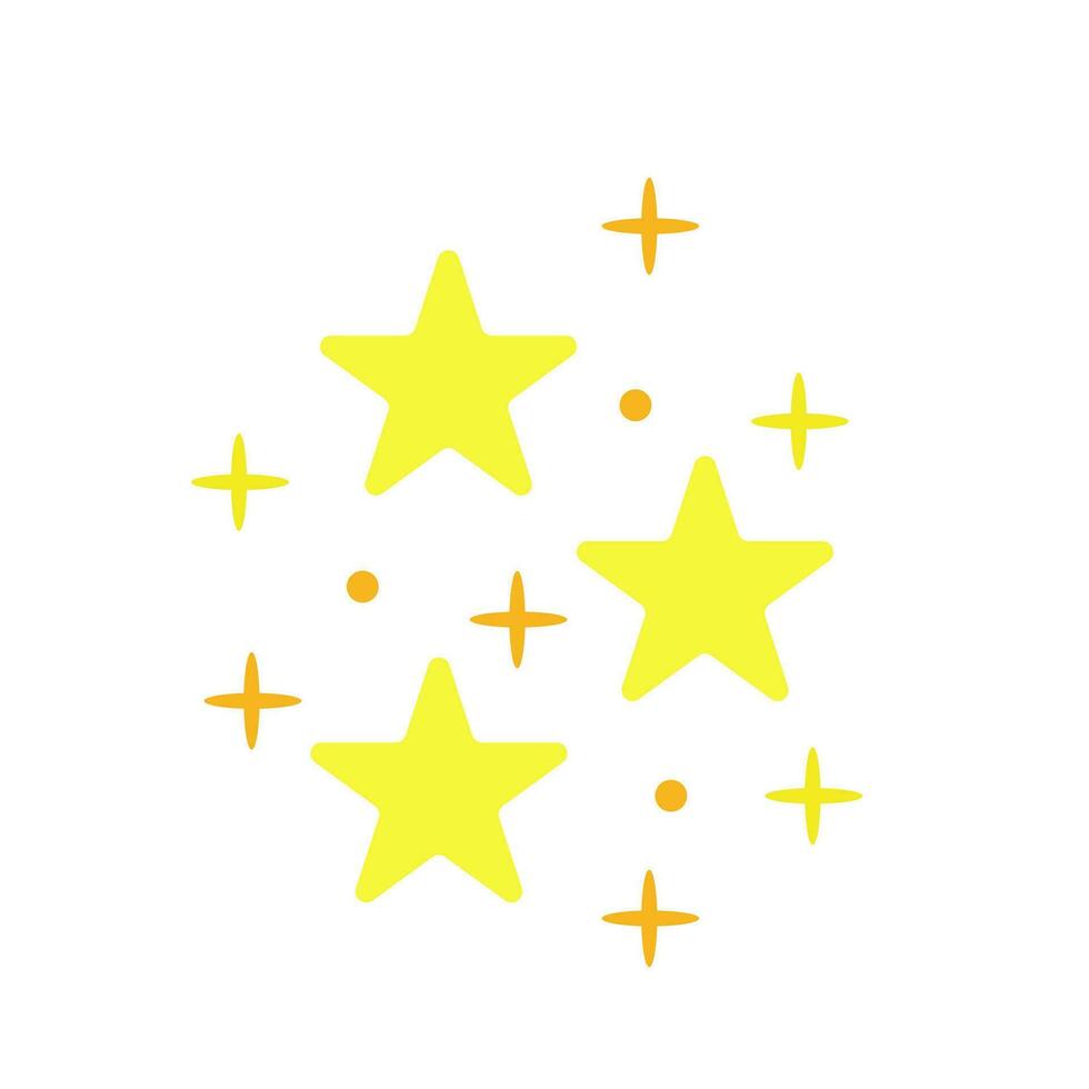 Set of yellow star vector shapes. Yellow sparkles set. Templates for design, posters, projects, banners, logo, and business cards