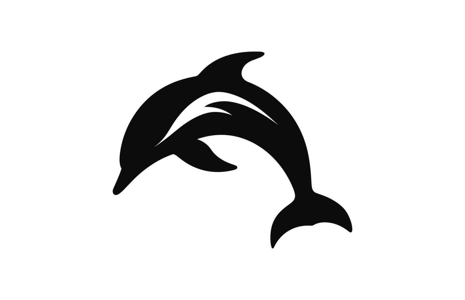 A Dolphin vector silhouette icon isolated on a white background