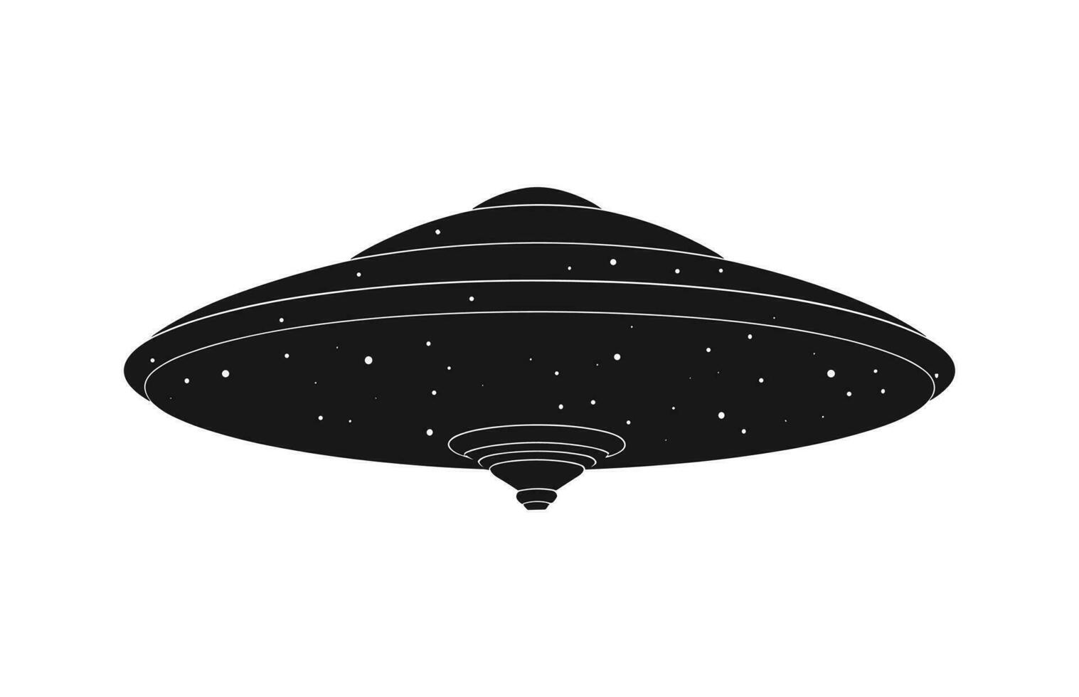 A Space UFO vector black silhouette isolated on a white background