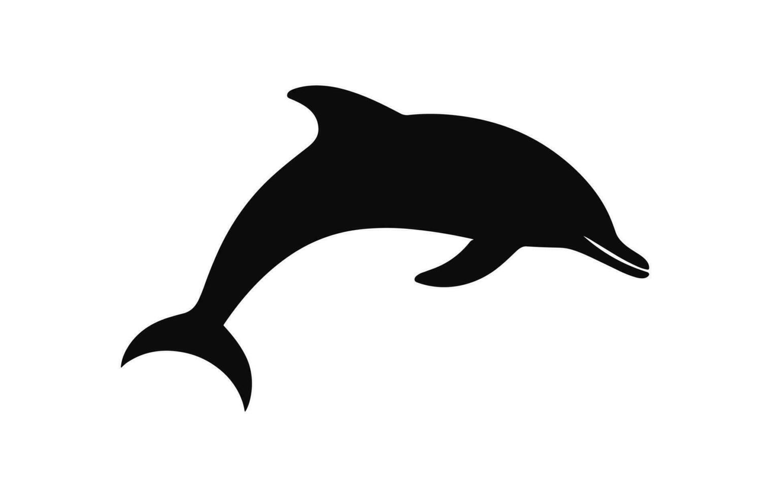 A Dolphin vector silhouette icon isolated on a white background