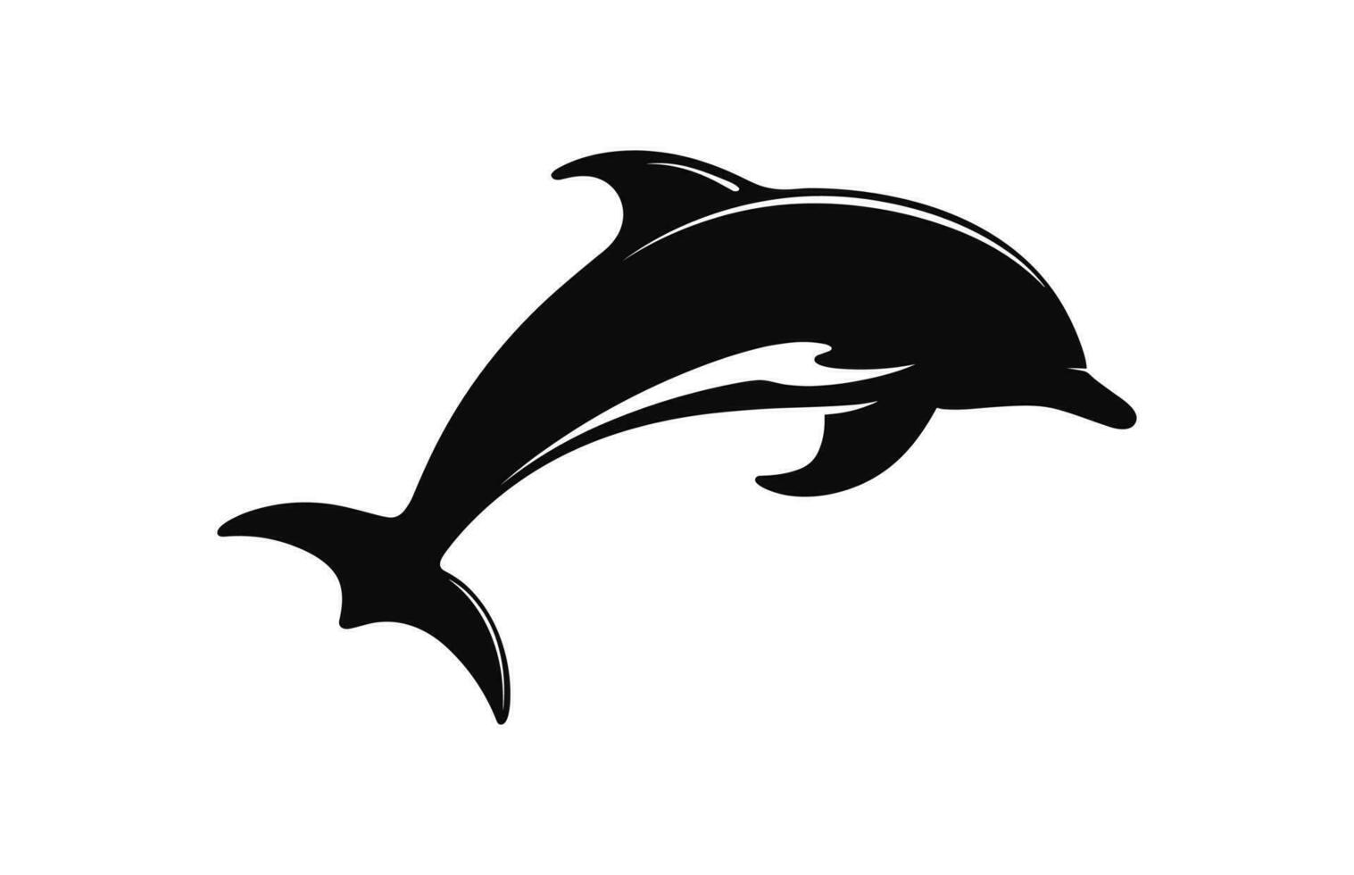 un delfín vector negro silueta aislado en un blanco antecedentes