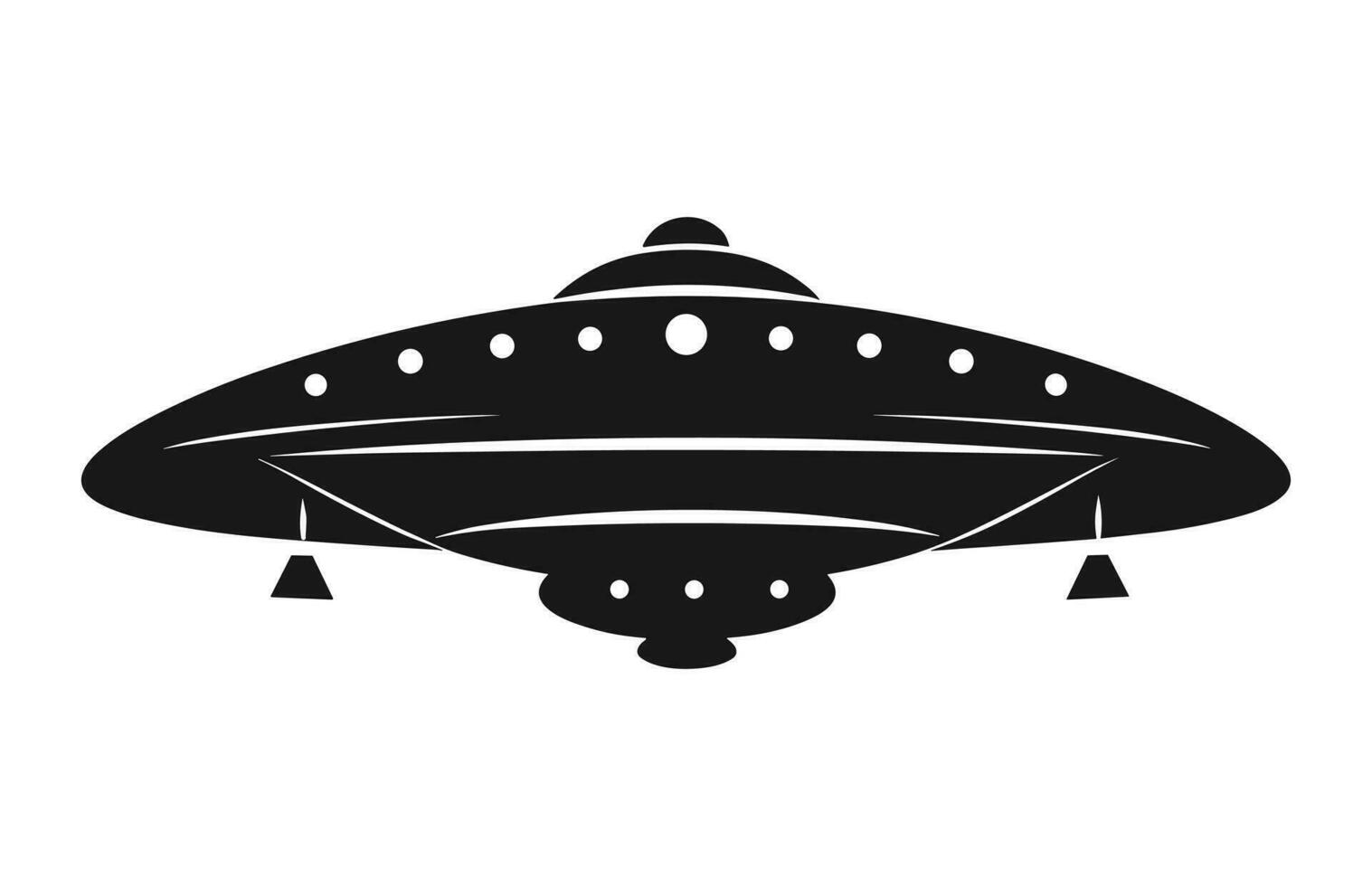 A Space UFO vector silhouette isolated on a white background