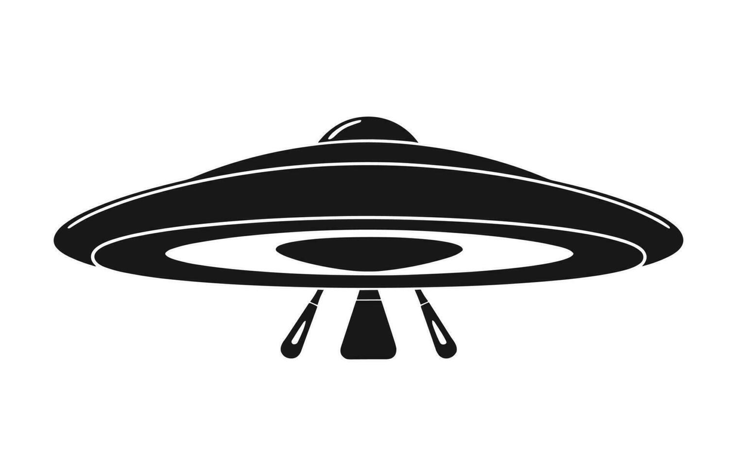 A Space UFO vector black silhouette isolated on a white background