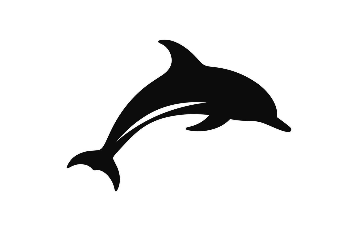 A Dolphin vector silhouette icon isolated on a white background