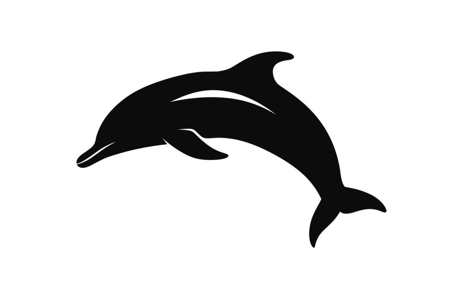 A Dolphin vector silhouette icon isolated on a white background ...