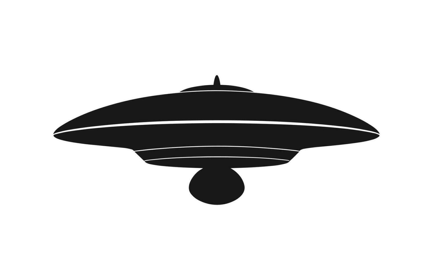 A Space UFO vector black silhouette isolated on a white background