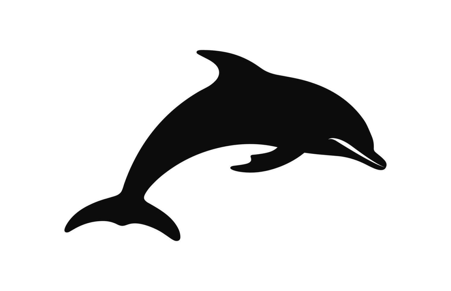 A Dolphin vector silhouette icon isolated on a white background