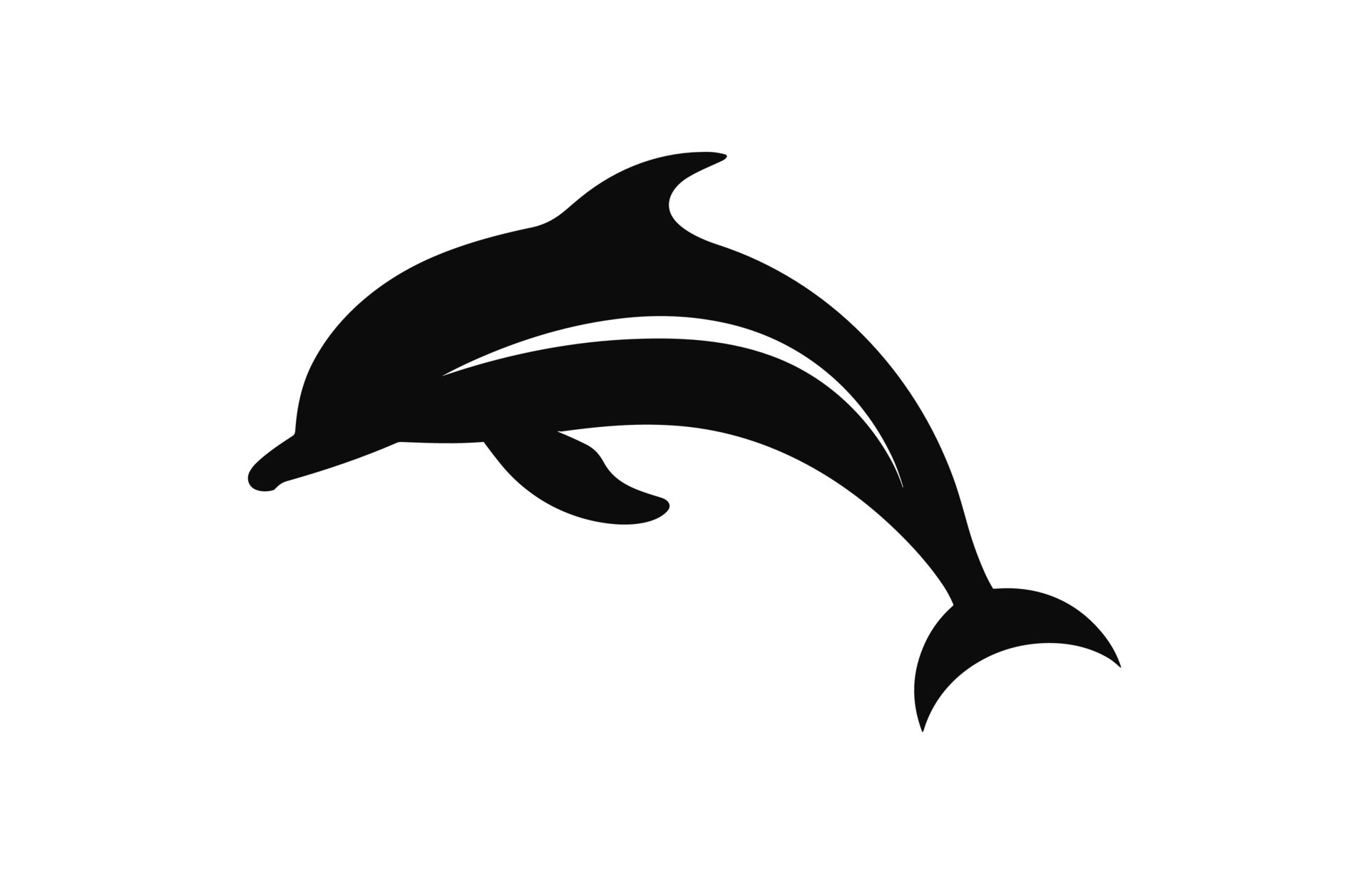 A Dolphin vector silhouette icon isolated on a white background ...
