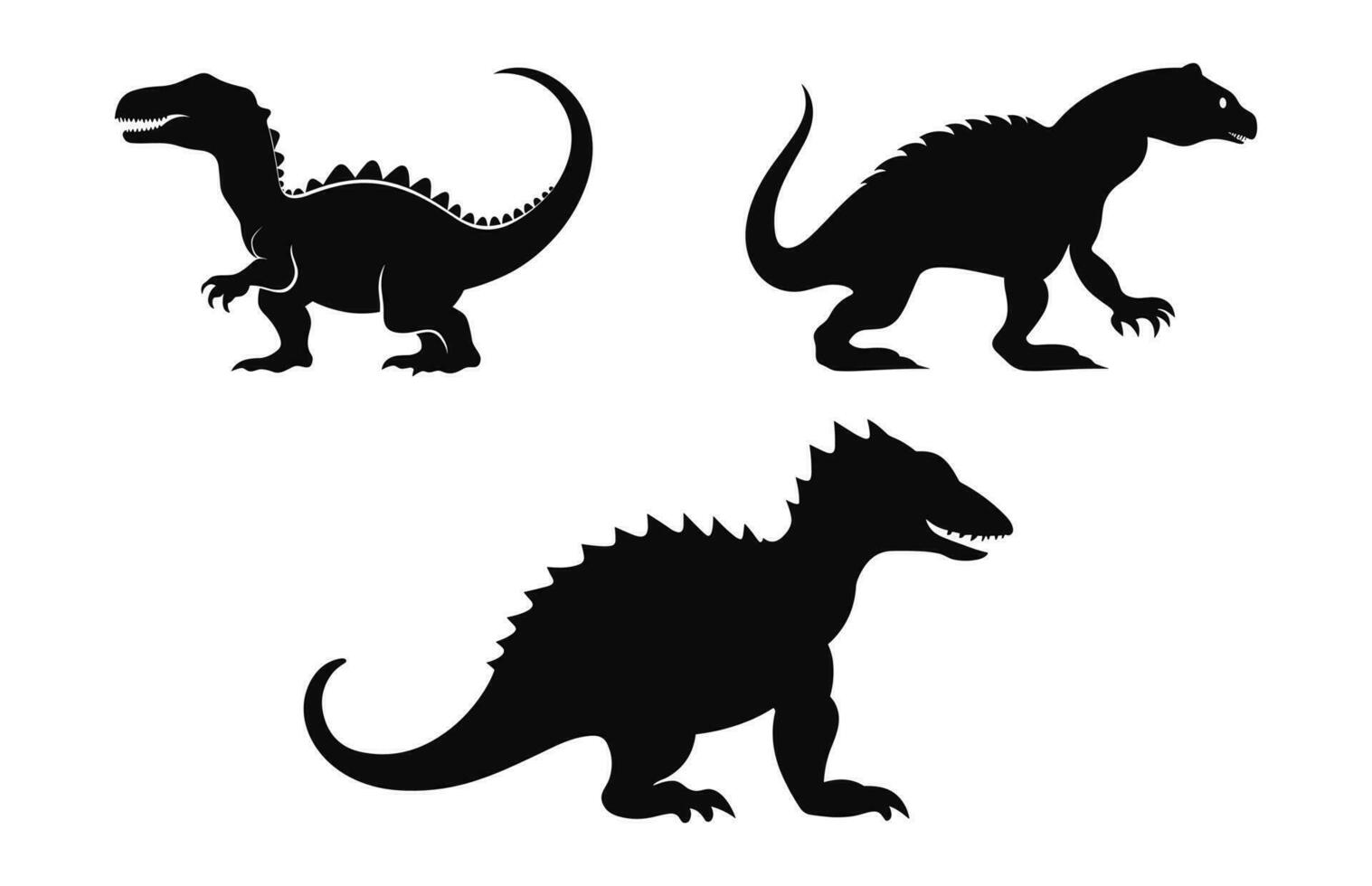 dinosaurios silueta vector colocar, dinosaurio siluetas clipart haz