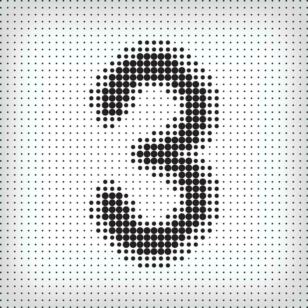 Dotted number 3. The number pixel is flat and solid. Integrative and integrative pixel movement. Modern icon ports. vector