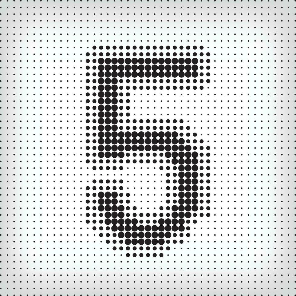 Dotted number 5. The number pixel is flat and solid. Integrative and integrative pixel movement. Modern icon ports. vector
