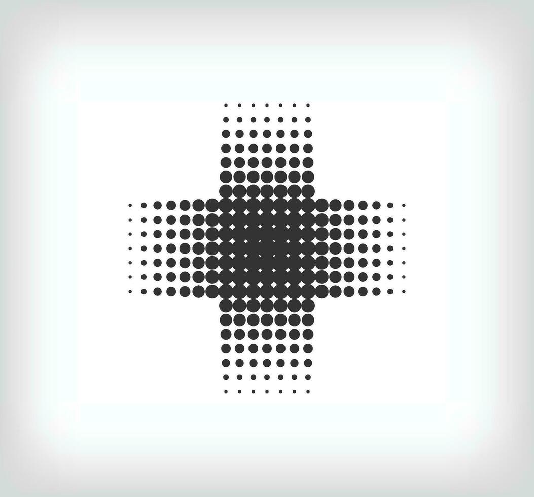 Dotted plus icon shape. Geometric artistic medical icon pixel. Integrative and integrative pixel movement. Modern icon ports. vector