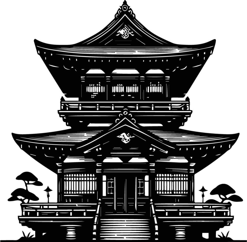 japanese temple vector