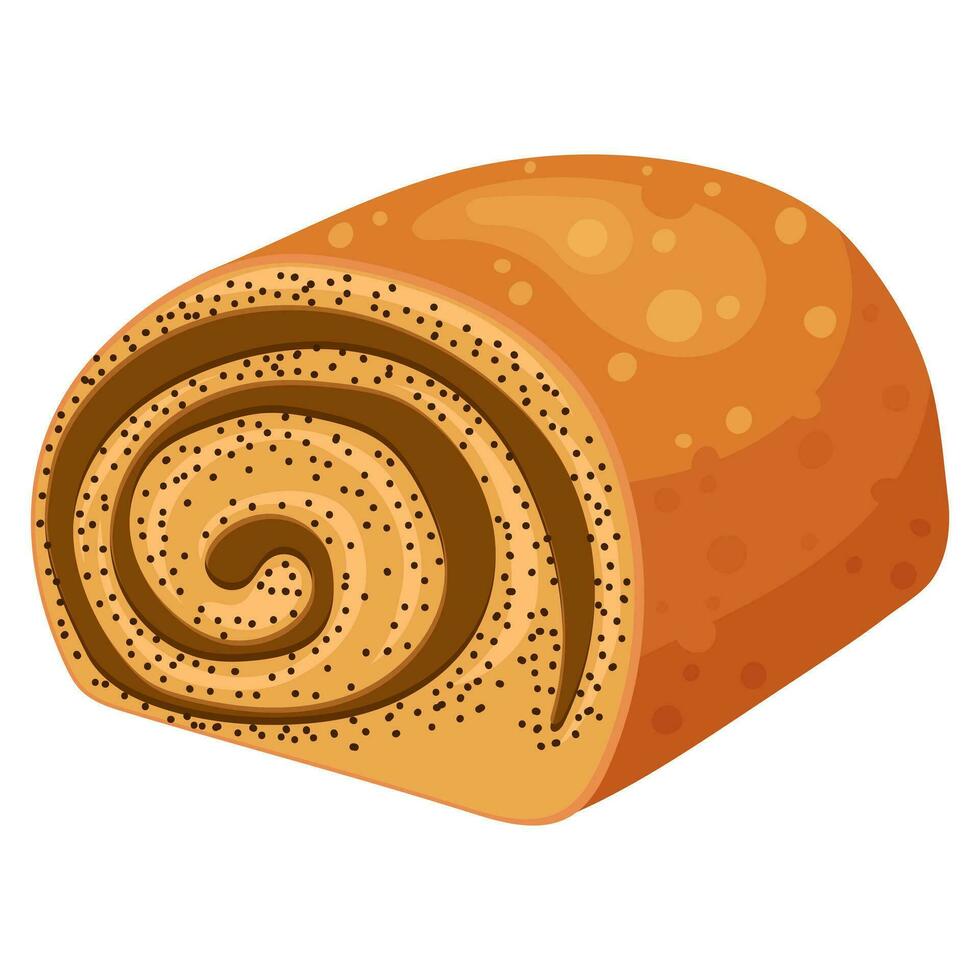 Wheat muffin sweet bun. Vector illustration on a white background