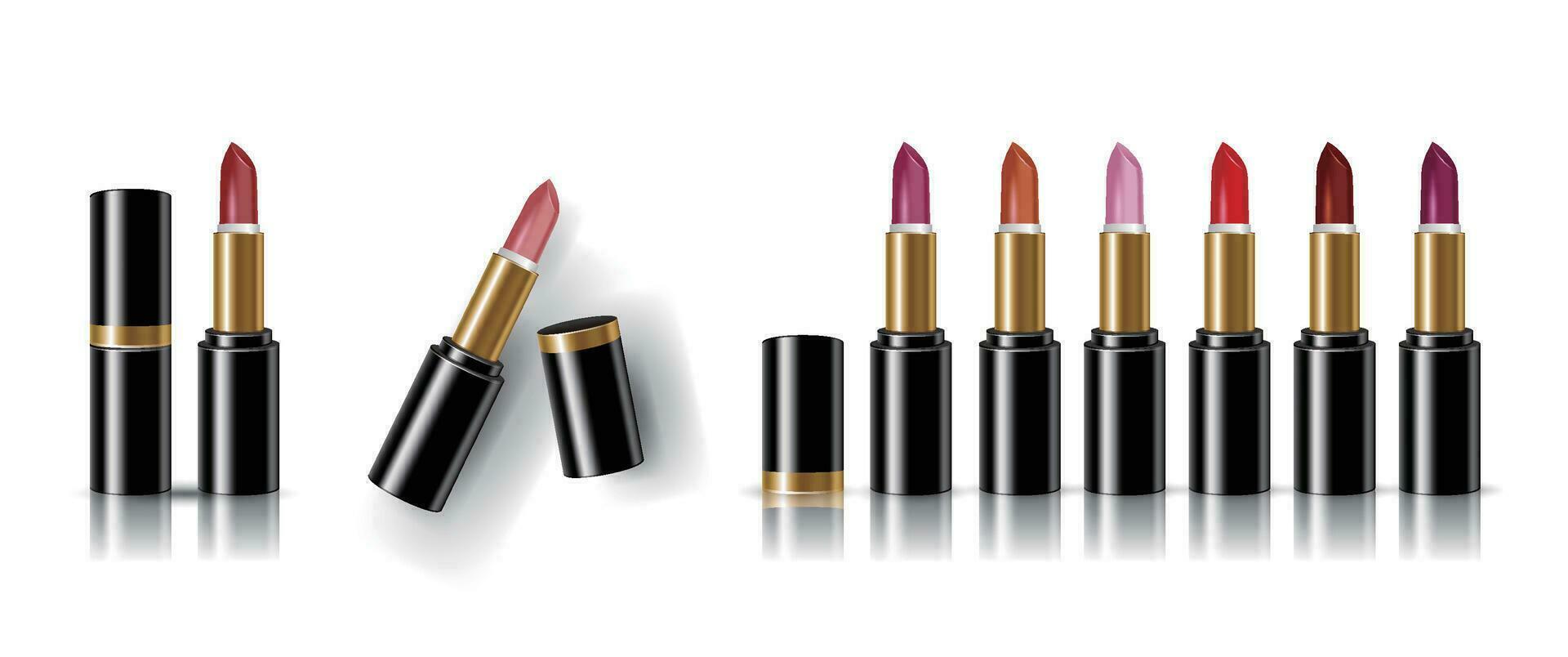 Realistic vector multicolor lipstick set