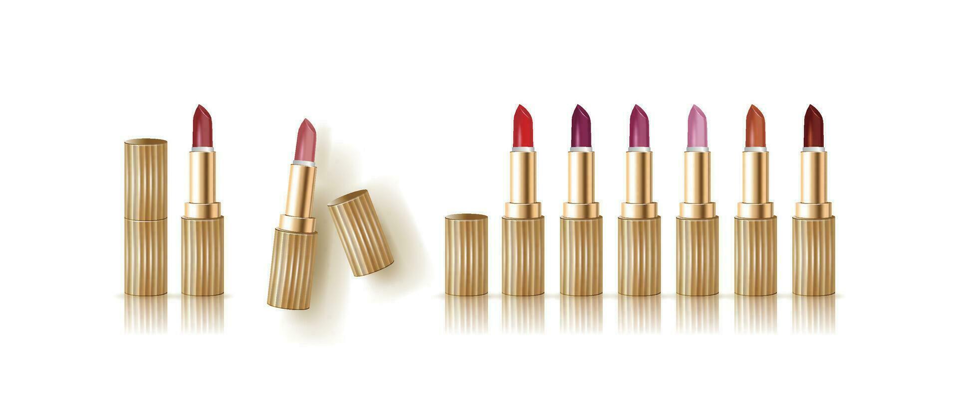 Realistic vector multicolor lipstick set