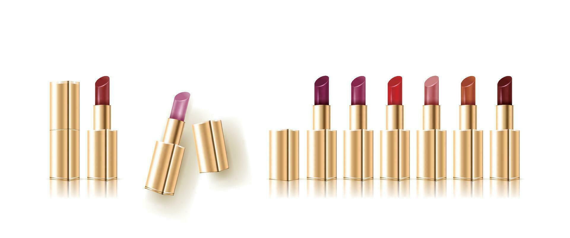 Realistic vector multicolor lipstick set