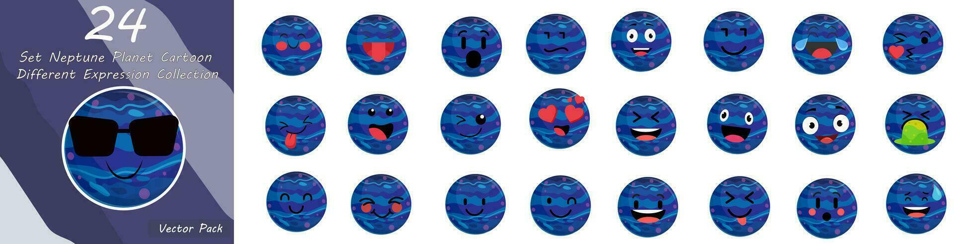 Neptuno planeta dibujos animados emoticones en blanco antecedentes vector