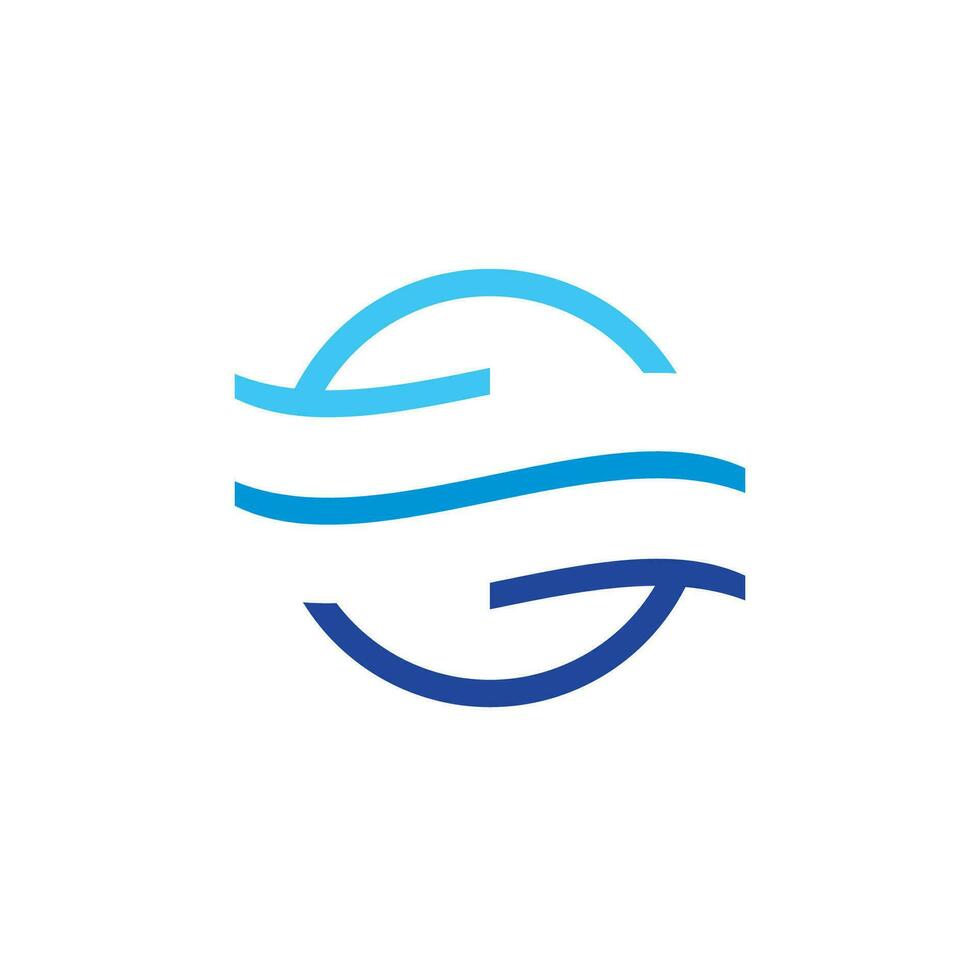 Ocean Wave Logo, Circle wave symbol, water logo vector