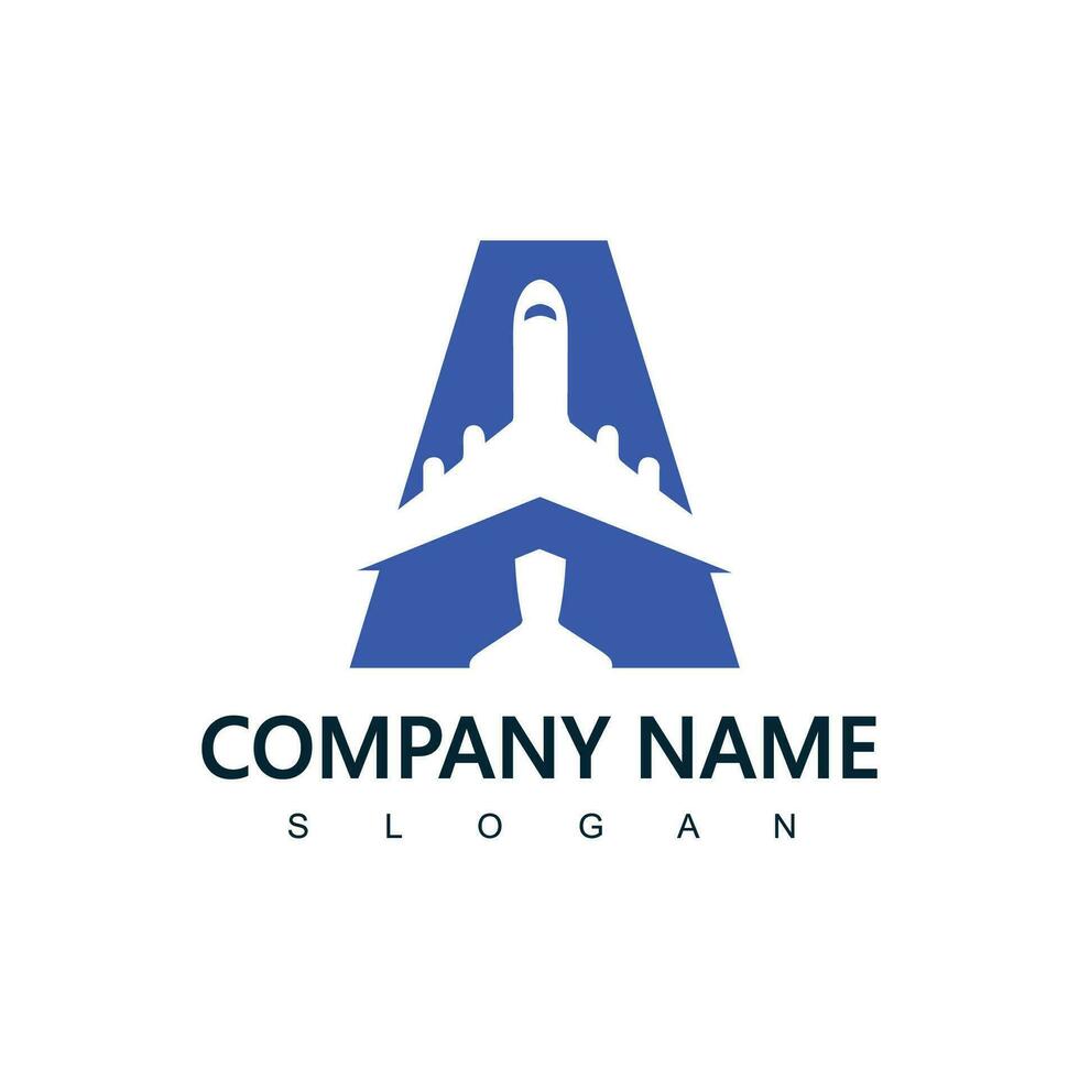 Letter A airplane logo. transport, logistic delivery logo design. airplane illustration. vector