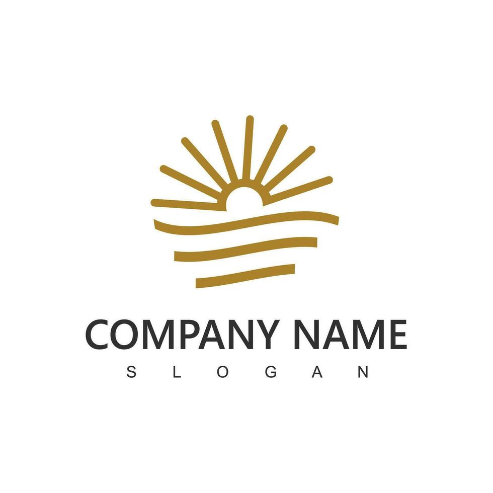 Sun and beach illustarion design for holiday, hotel and travel company logo vector