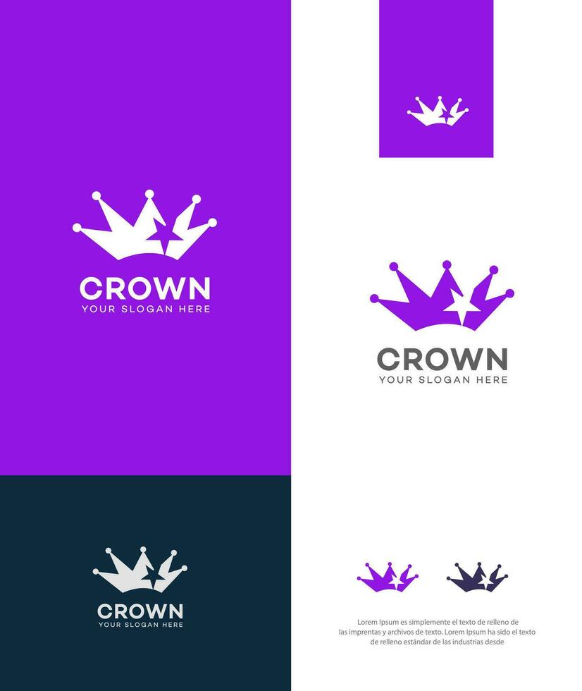 five pointed crown logo Vector Template