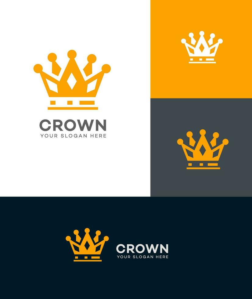 five pointed crown logo Vector Template