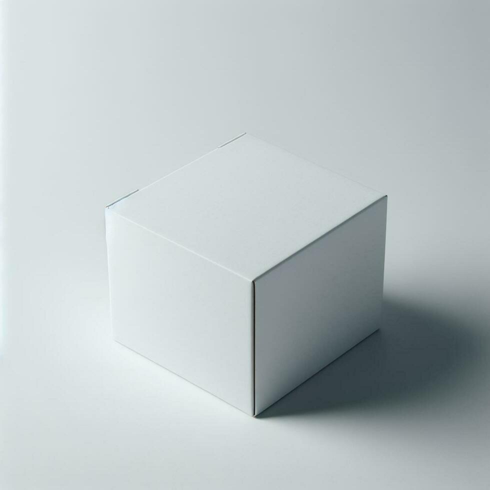 Mock up white cardboard box. Blank white product packagings box photo