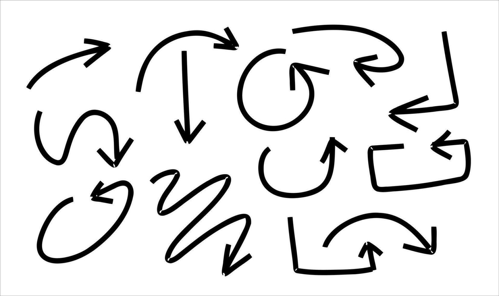 Arrows of different shapes. Abstract symbol for direction and path indication. Graphic pointer vector