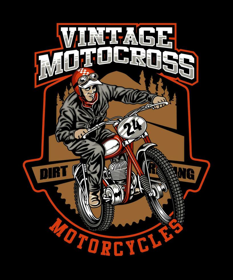 Clásico motocross vector ilustración