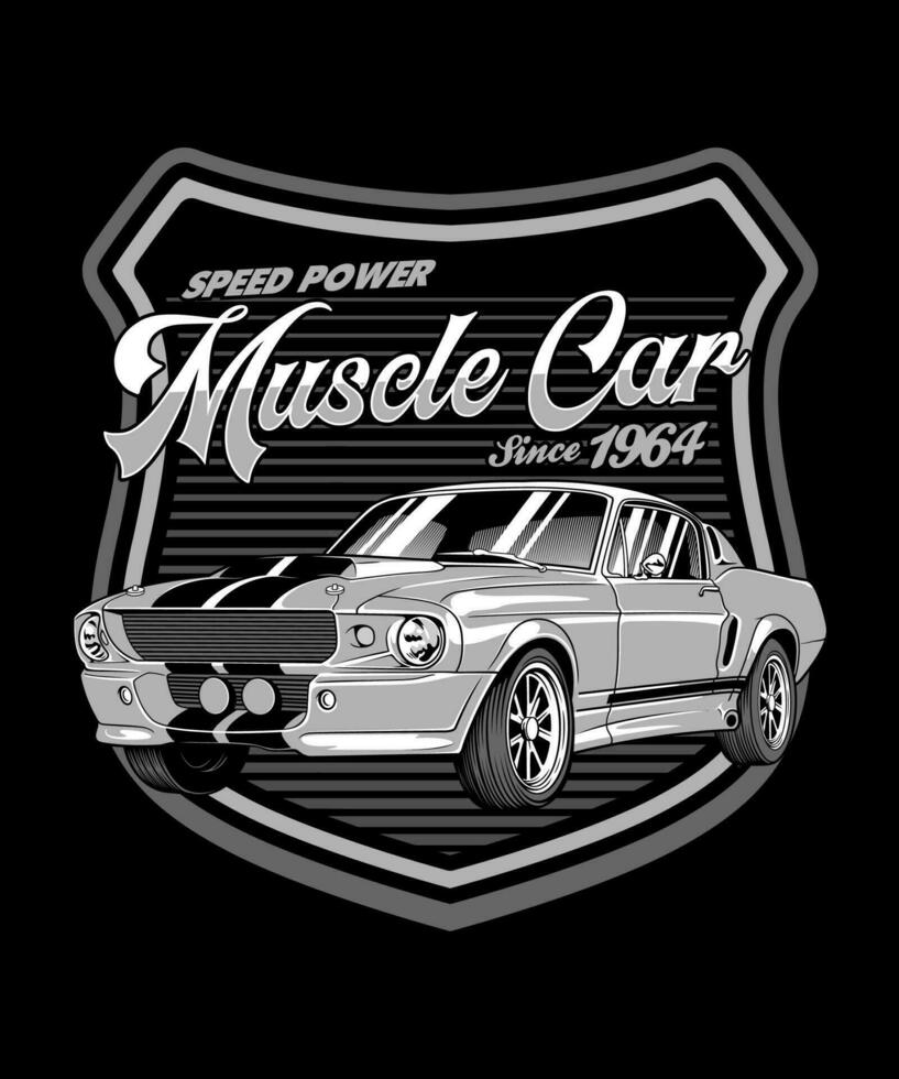 Muscle Car Vintage Vector Illustration