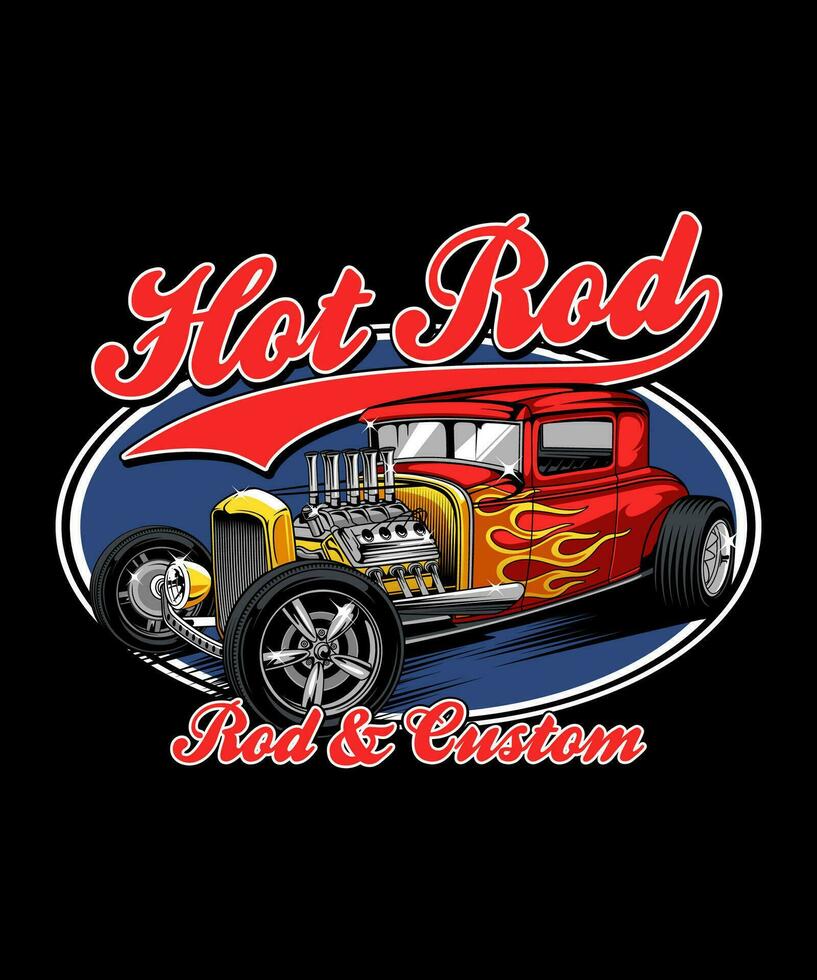 Hot Rod  Custom Vintage Vector Illustration
