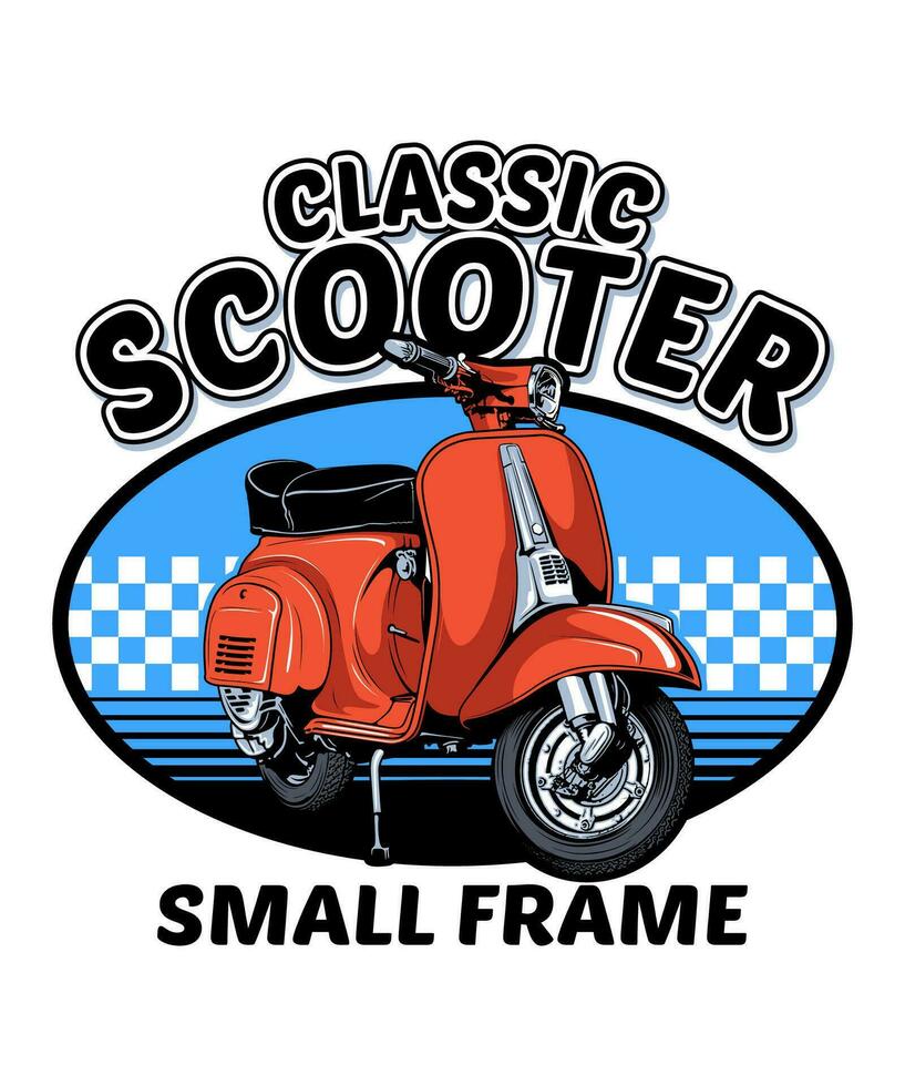 Classic Scooter Vintage Vector Illustration