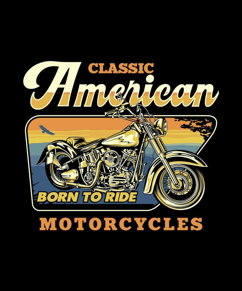 Classic American Motorcycles Vintage Vector Illustration
