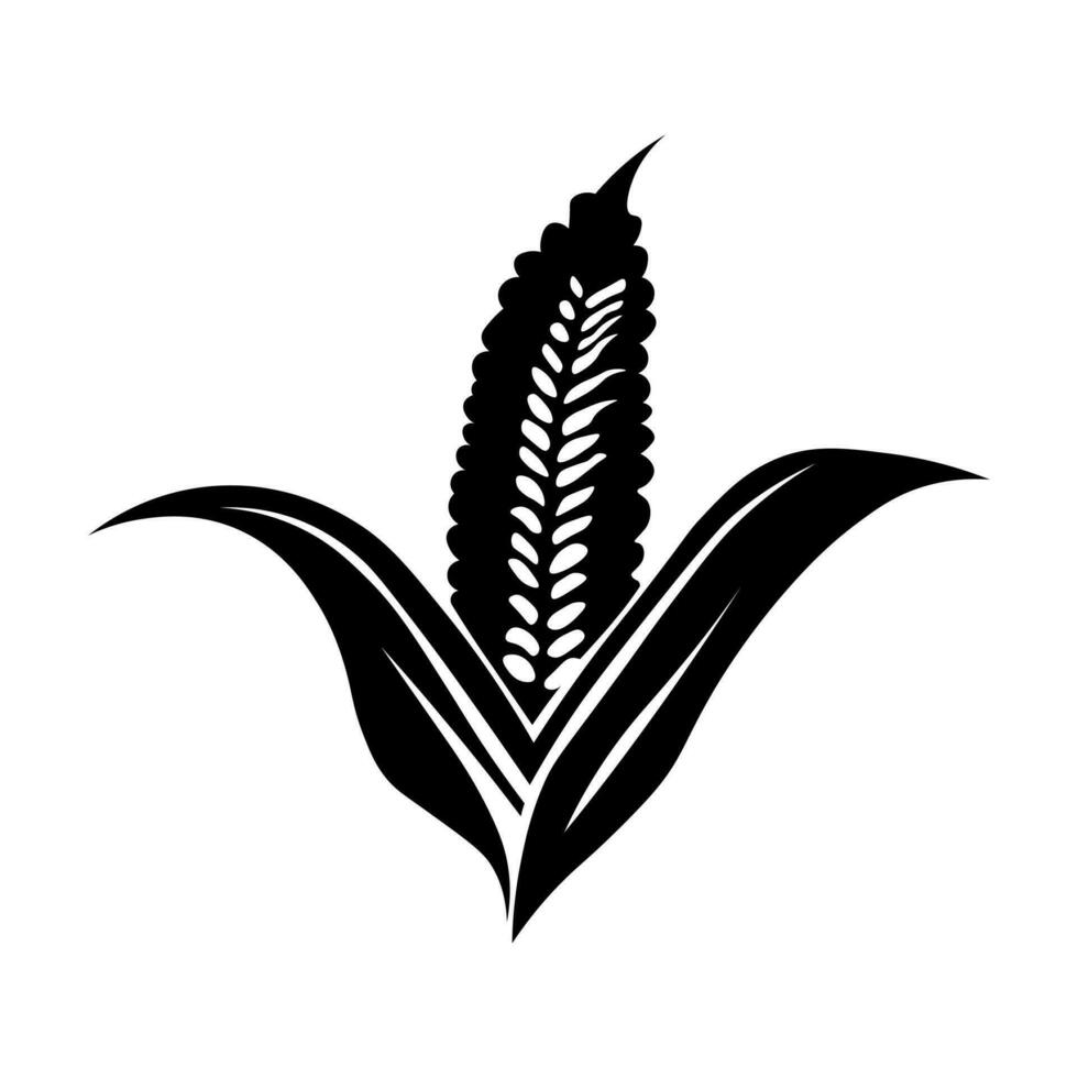 Corn black vector icon isolated on white background