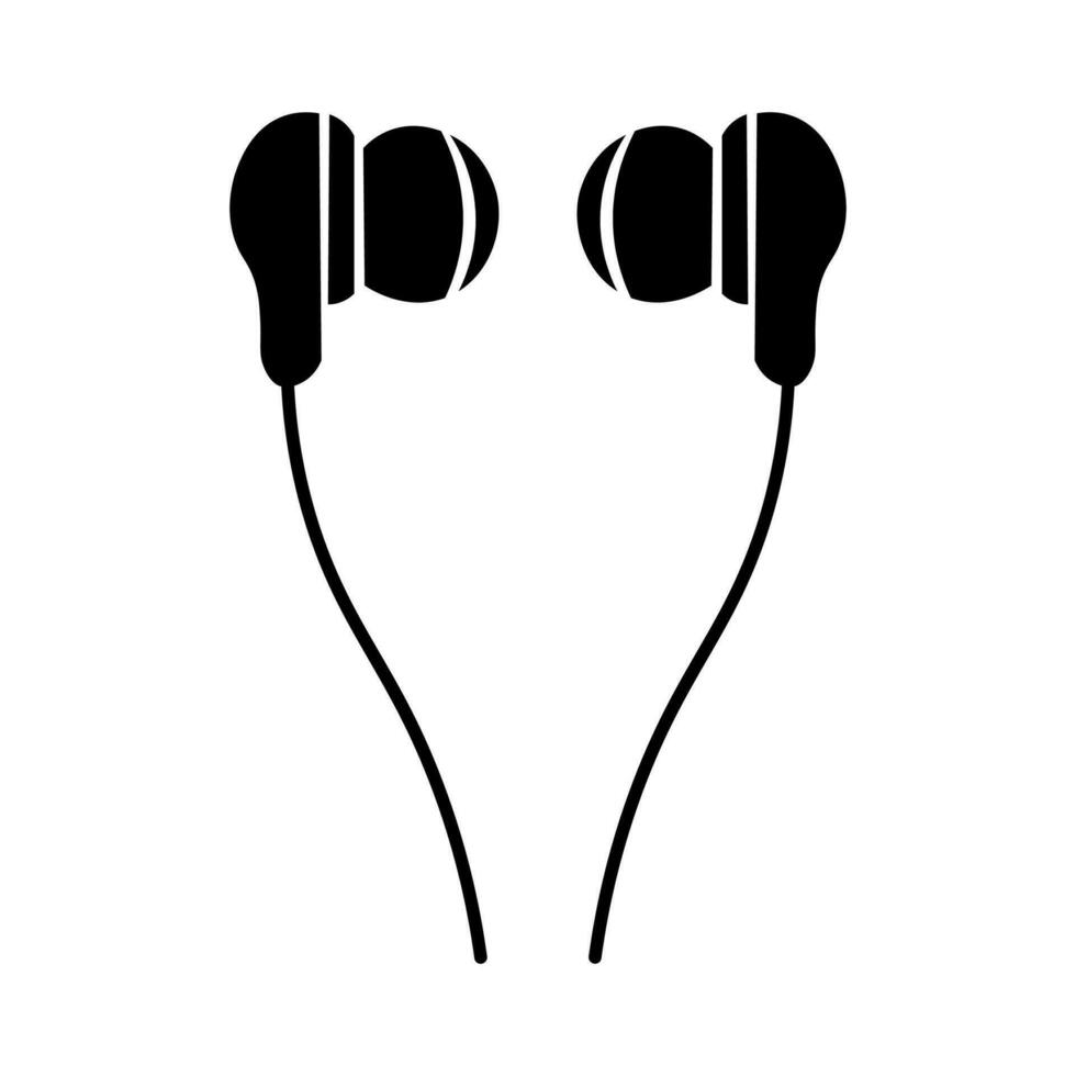 auriculares negro vector icono aislado en blanco antecedentes