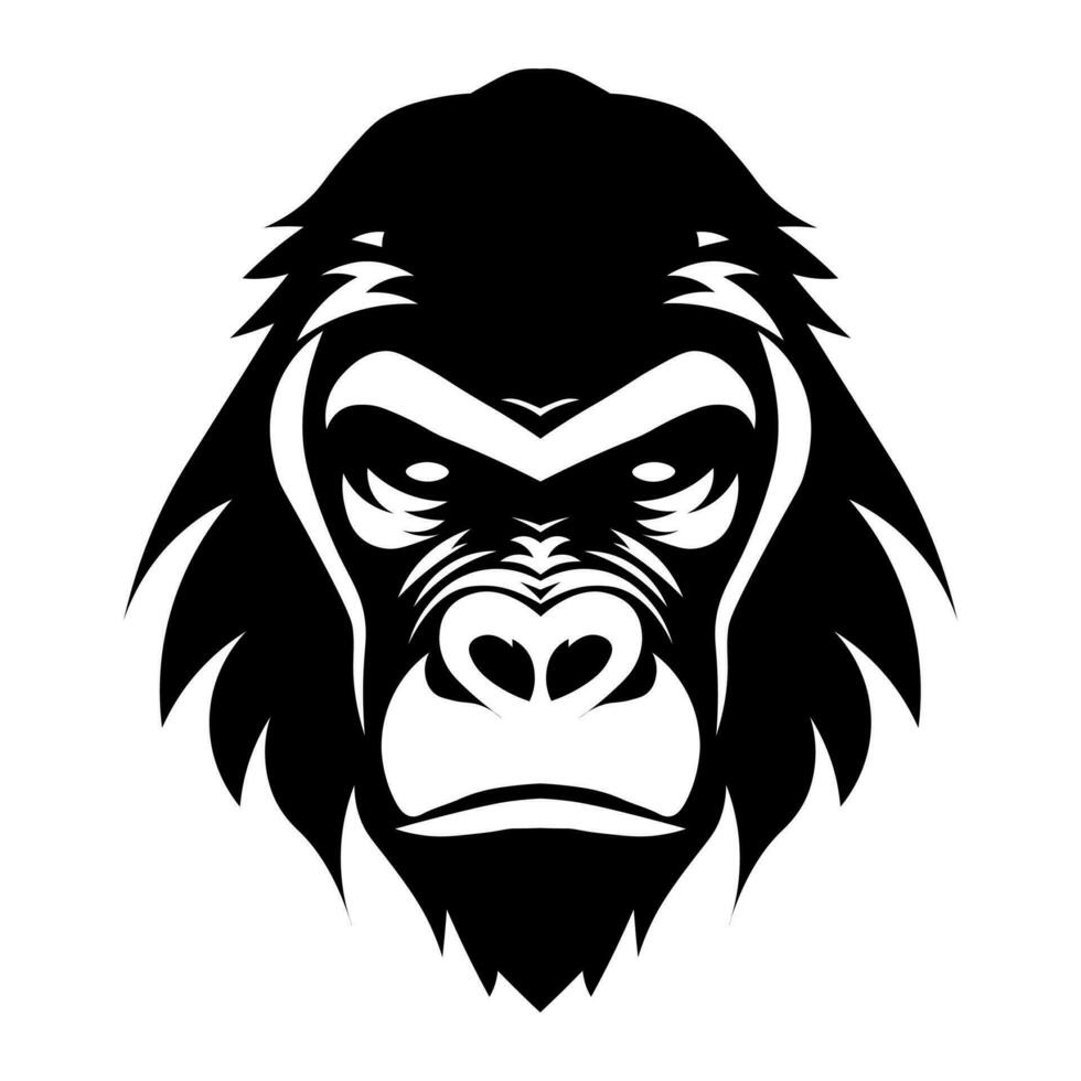 Gorilla black vector icon isolated on white background