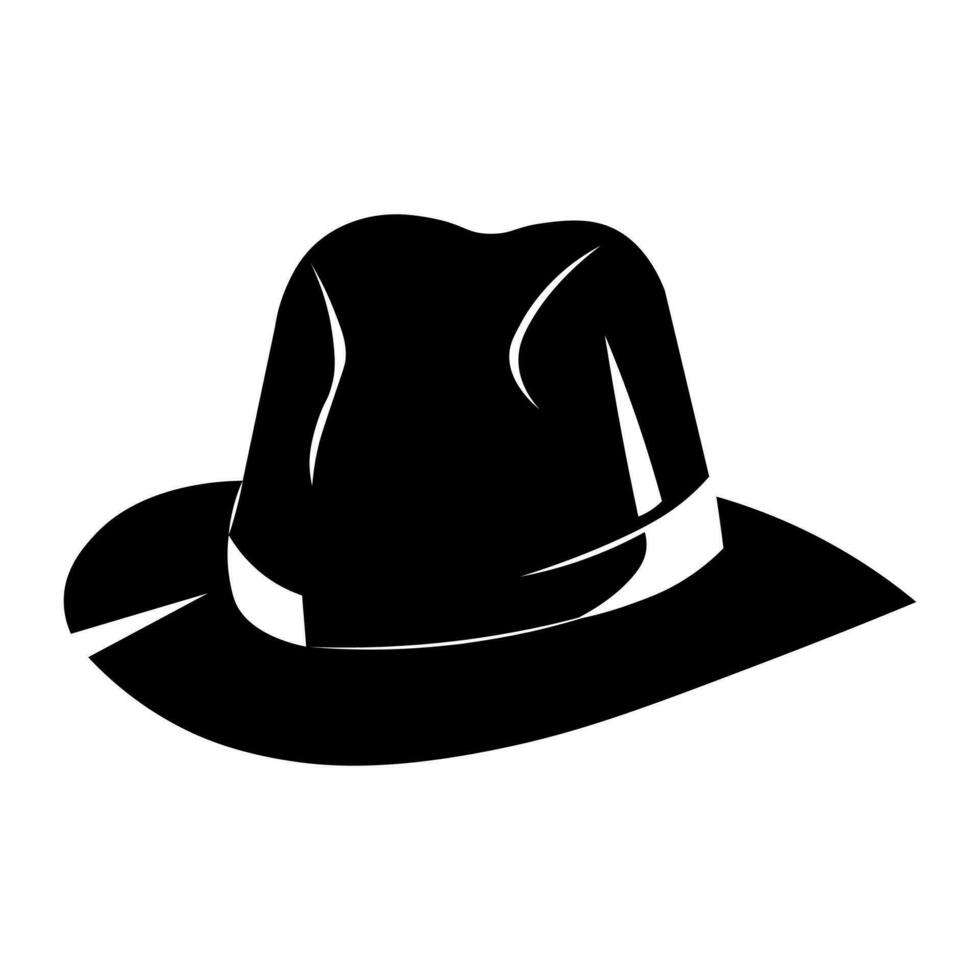 Fedora hat black vector icon isolated on white background