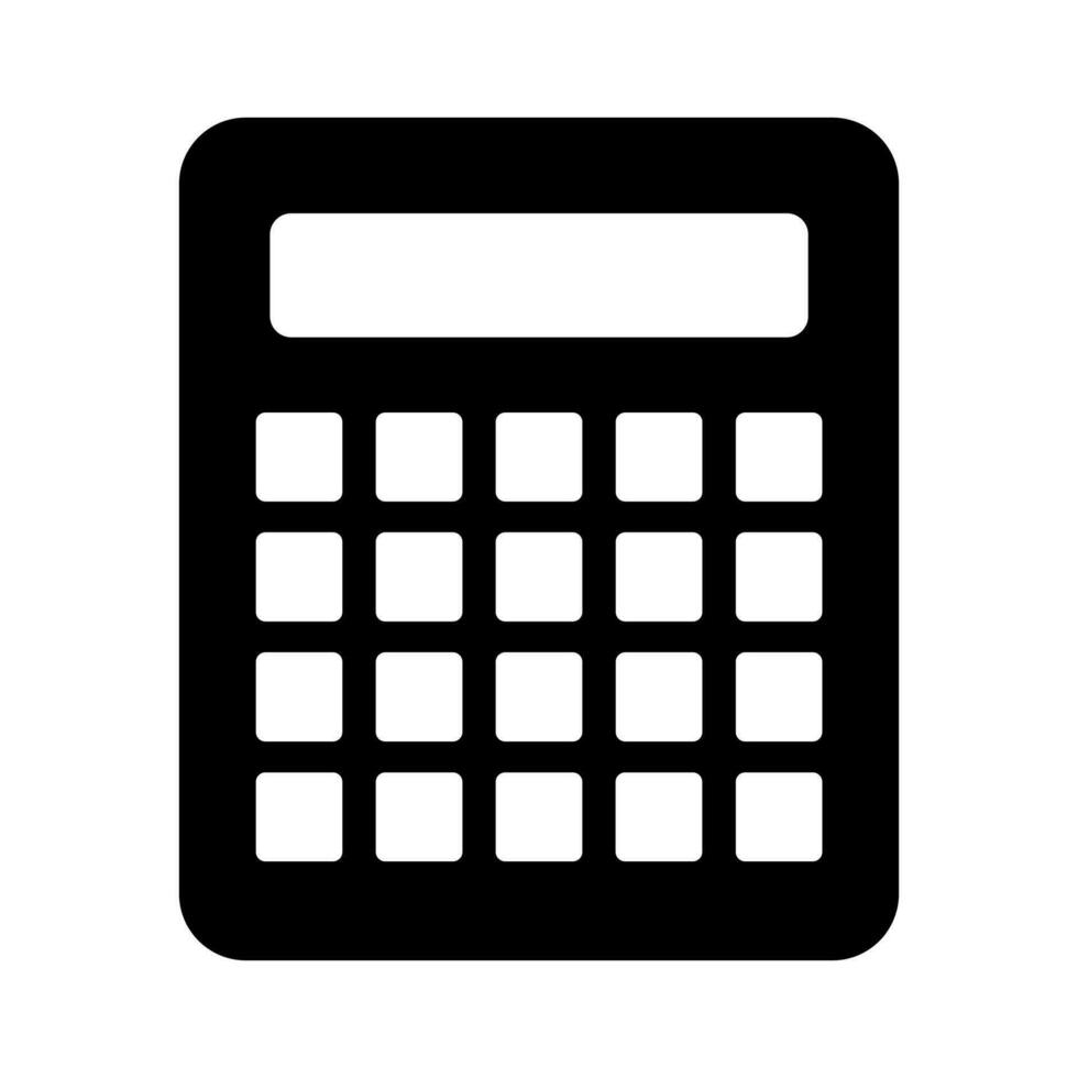 Calculator black vector icon isolated on white background