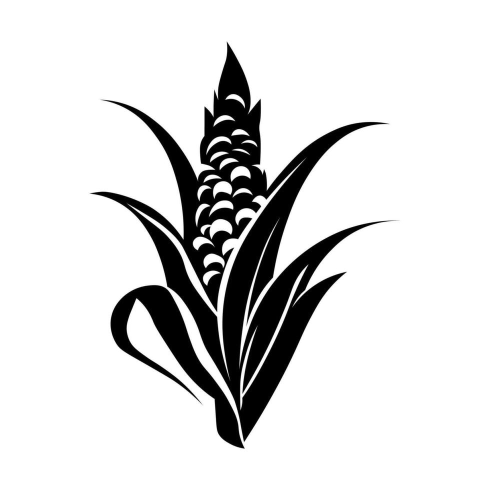 Corn black vector icon isolated on white background