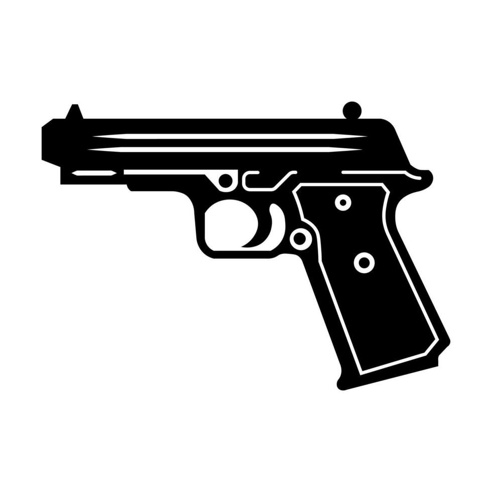 Gun black vector icon isolated on white background