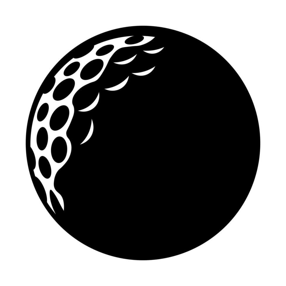Golf ball black vector icon isolated on white background
