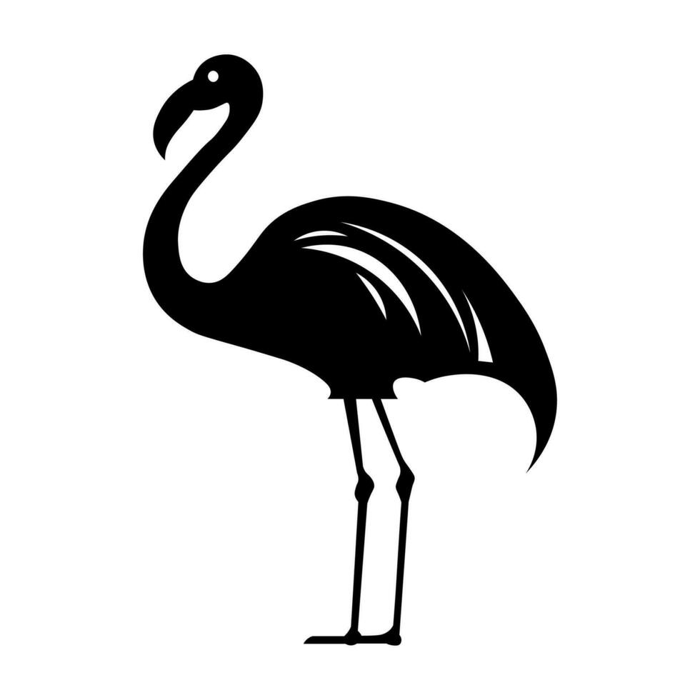Flamingo black vector icon isolated on white background