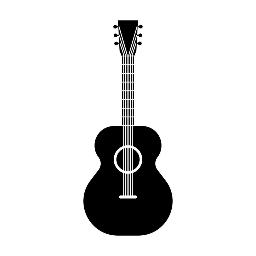 Guitar black vector icon isolated on white background