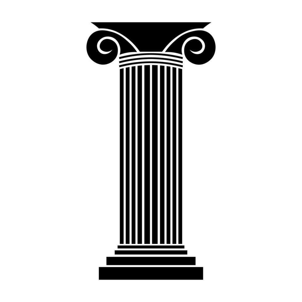 Greek pillar black vector icon isolated on white background