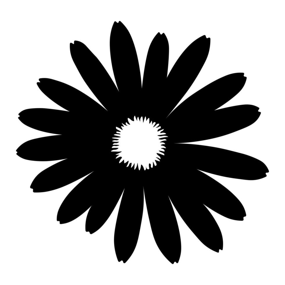 Flower black vector icon isolated on white background