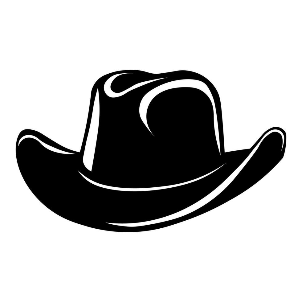 Cowboy hat black vector icon isolated on white background
