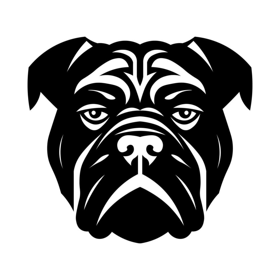 Bulldog black vector icon isolated on white background