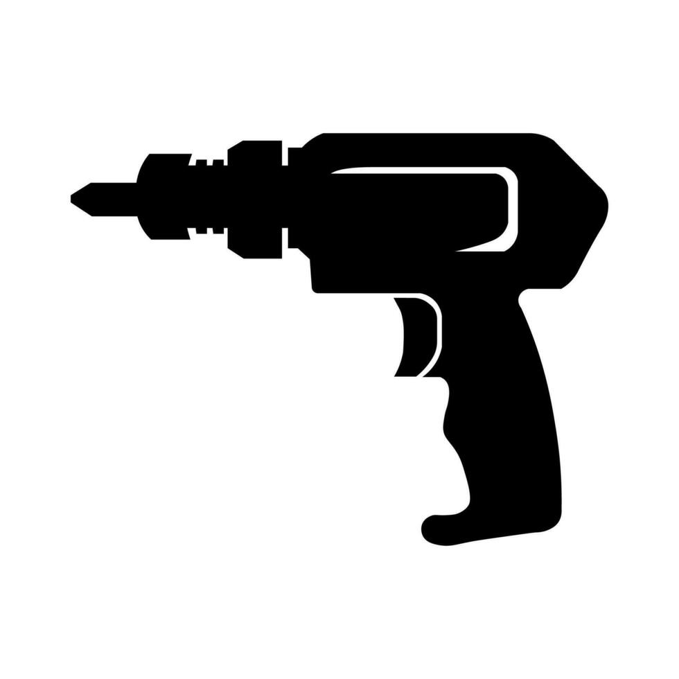 Drill black vector icon isolated on white background