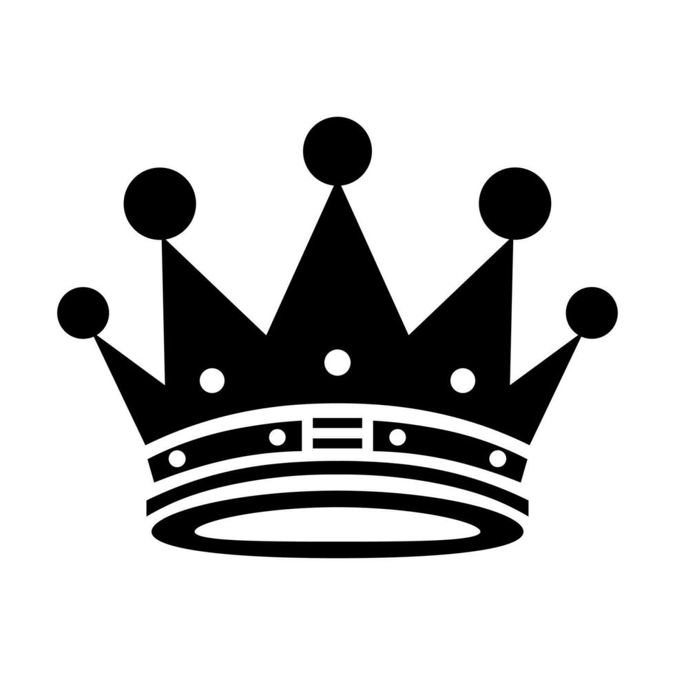 Crown black vector icon isolated on white background